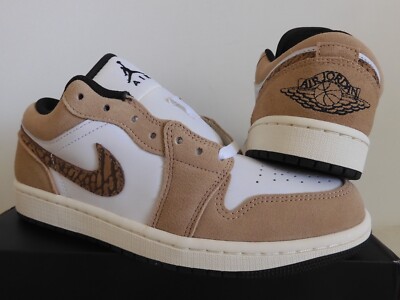 NIKE AIR JORDAN 1 LOW SE BROWN ELEPHANT PRINT HEMP-BRITISH TAN SZ