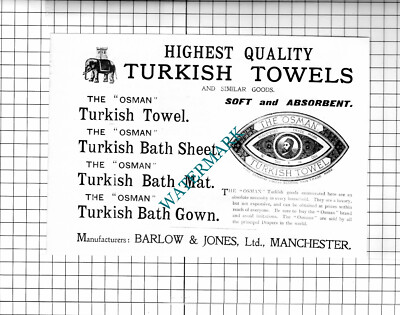 Barlow & Jones Ltd Manchester Osman türkisches Handtuch Werbung - 1897 Ausschnitt