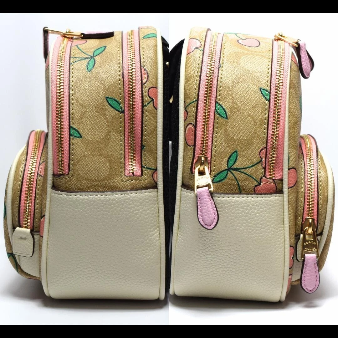 Zaino Coach Mini Corte Firmato Tela Cuore Stampa Ciliegia