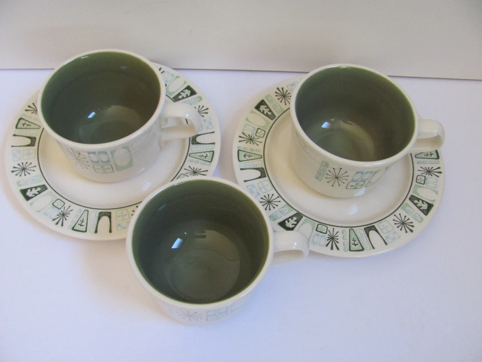 Taylor Smith Taylorstone-Atomic Starburst-Geométrico-Juego de 3 tazas y 2 platillos Foto 2 de 4