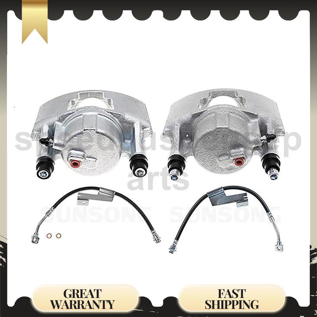 Front Brake Caliper Set with Hose 4pcs for 1995-1999 Chevy C1500 Suburban