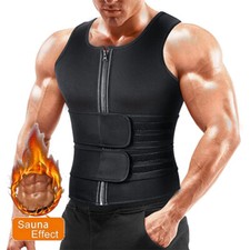 Men Waist Trainer Sauna Suit Sweat Trimmer Vest Corset Body Shaper Gym Tank Top
