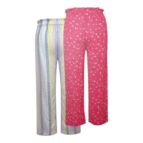 Girls Size XS (5/6) Jessica Simpson 2-Pack Pants Elastic Waistband Pink / Stripe - Picture 3 of 3