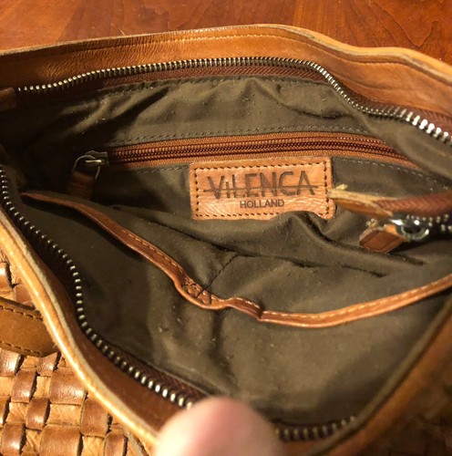 Vilenca Holland Crossbody Bag Tan Woven Leather Shouder Purse - Picture 3 of 13