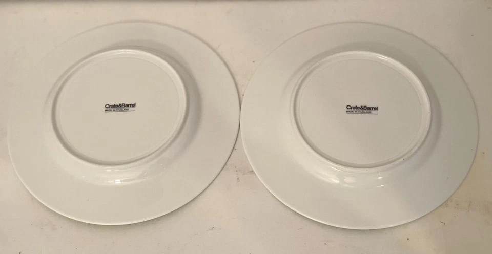 Two Crate & Barrel Hamptons Green Porcelain Salad Plates Minimalist Discontinued - Image 2 of 3