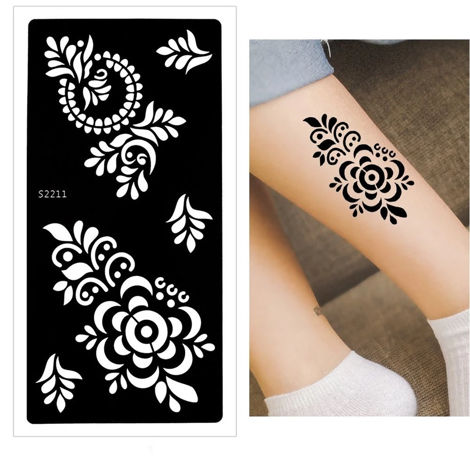 JUSTFOX Henna Tattoo Schablone Airbrush Stencil Blumen Kina Dövme