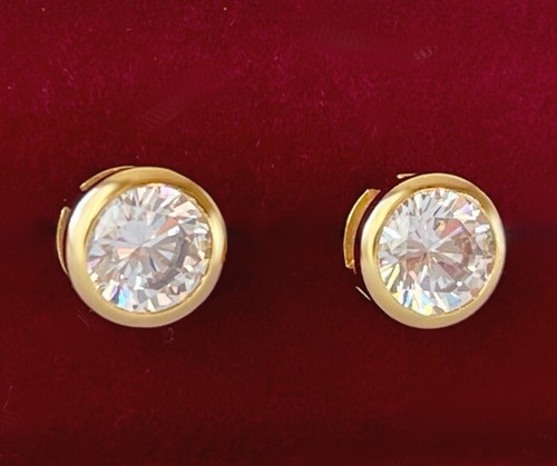 Luxus Ohrringe Ohrstecker Zirkonia Kristall 999er Gold 24K vergoldet 7mm Damen - Bild 2 von 10