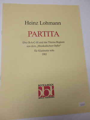 Heinz Lohmann Partita Clarinet Solo Sheet Music Bote & Bock
