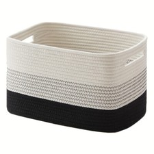 3 Packs Cotton Rope Basket  22L Woven Storage Basket Fabric Clothes Baskets UK