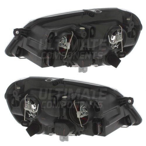 VW Polo Headlights Mk4 GTI 9N3 Hatchback 2005-2010 Black Inner Headlamps 1 Pair - Picture 2 of 12