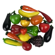 Vintage Fruit and Vegetable Murano Style Art Glass Hand-Blown Colorful Lot 17 pc