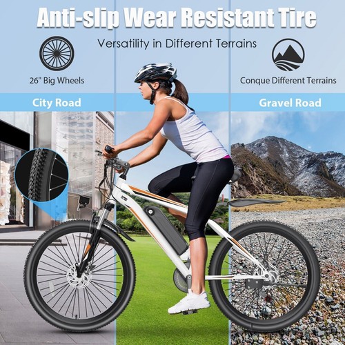 Electric Bike 26'' Fat Tire E-Bike/City Crisuer Bike/Mountain Bicycle Muiticolor - Picture 32 of 185