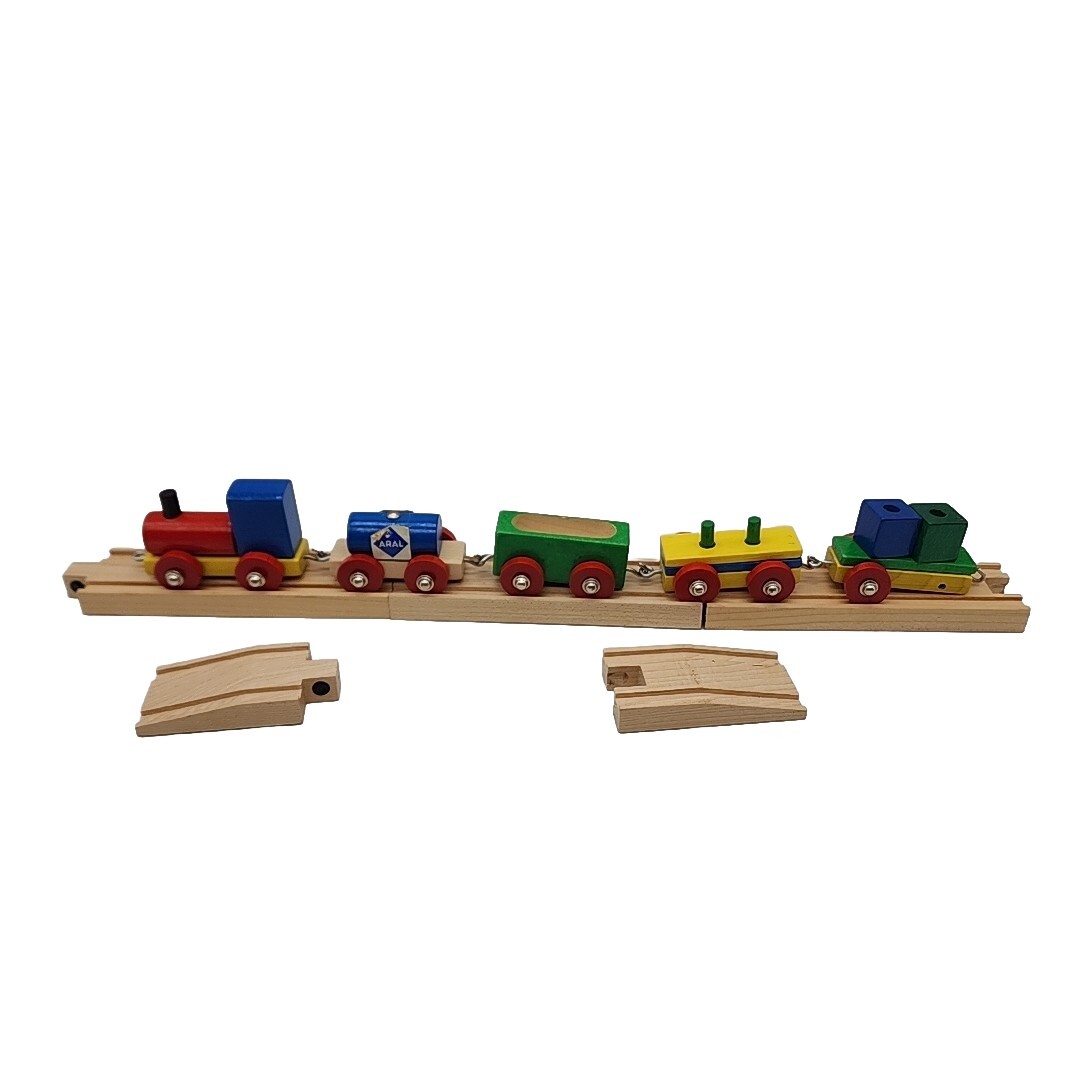 Western Germany Wooden Toy Train Set 5 & Track Tanker Colorful