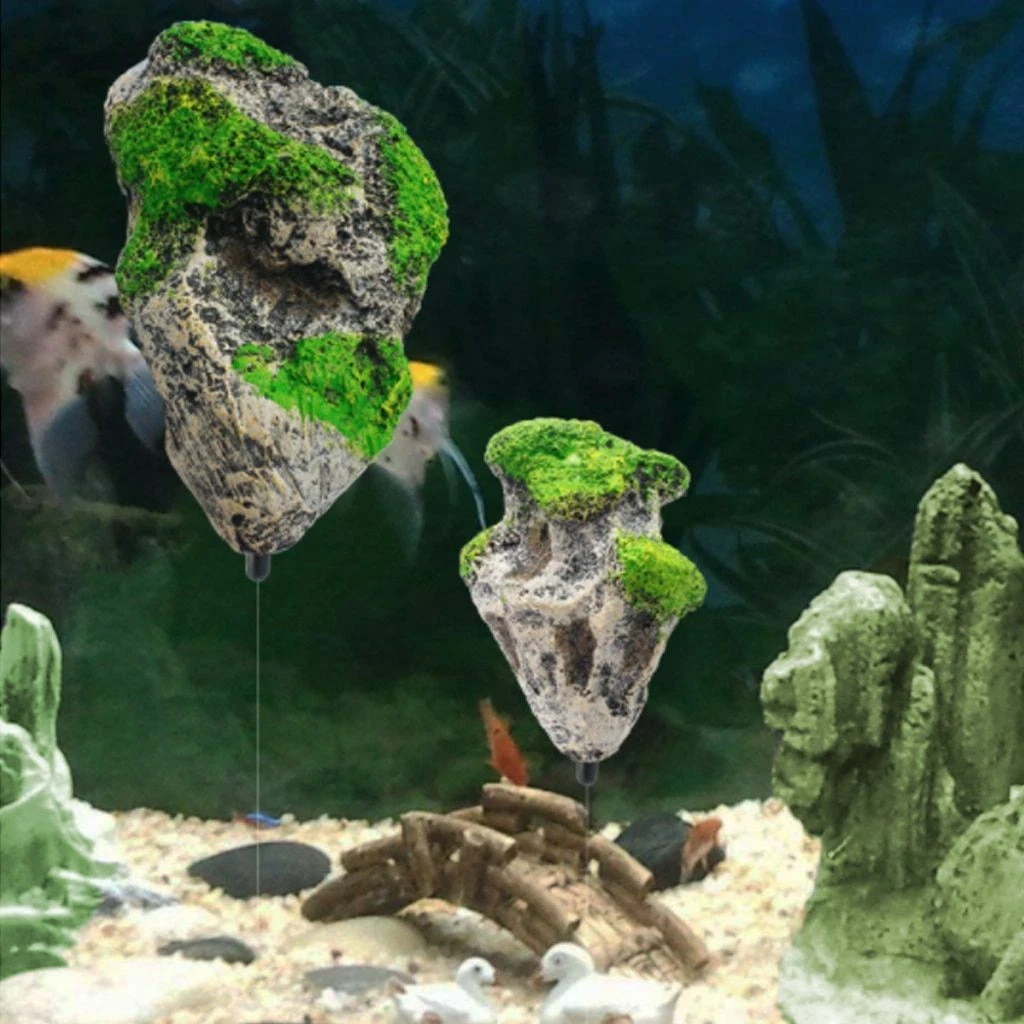 Aquarium Floating Rock Suspended Artificial Stone Decor Fish Tank Flying  Rock