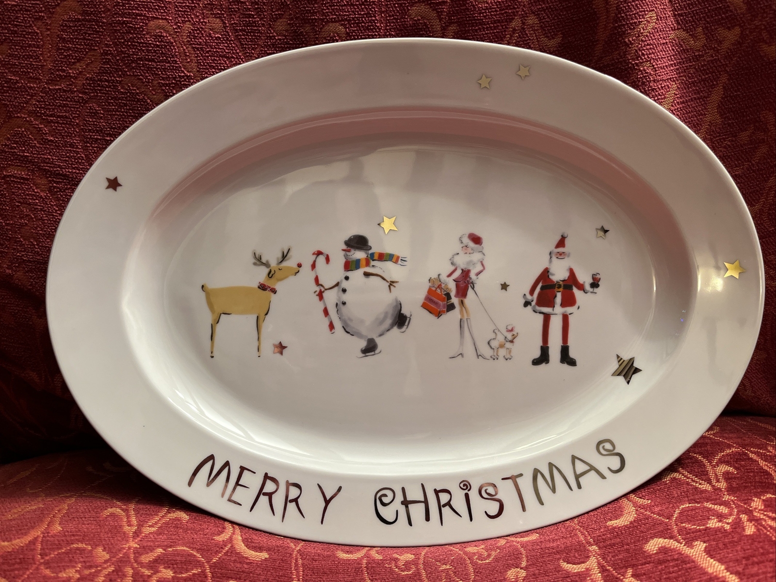 HOUSE OF FRASER Christmas Platter Ceramic Christmas Plate Santa Frosty