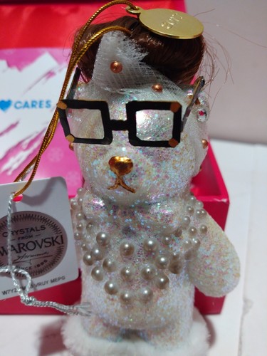 Swarovski Crystals 2017 Teddy Bear Ornament in red box with silk lining - Picture 3 of 4