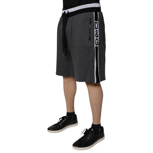 DOLCE & GABBANA Shorts Dark Gray Cotton Bermuda Sweatshorts IT48/W34/M 820usd - Picture 2 of 6