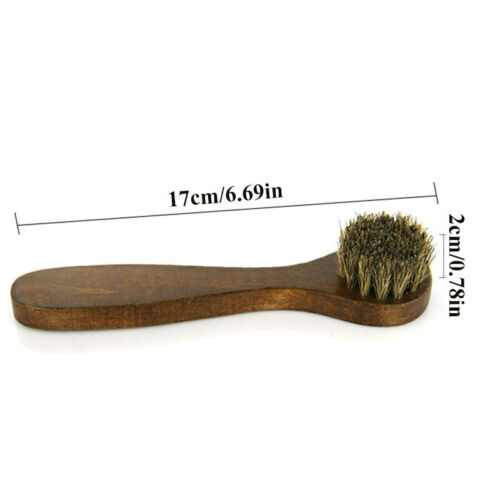 Handle Bristle Horse Hair Brush Shoe Boot Polish Shine Cleaning Dauber Brus ∂ - Picture 2 of 10