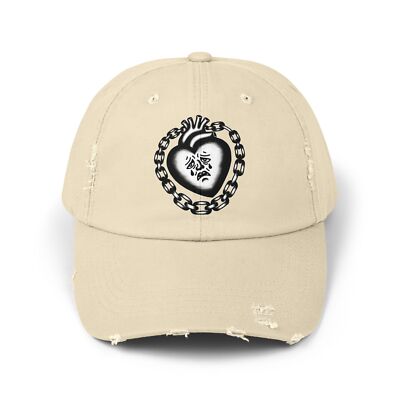 Unisex Distressed Hat Traditional Tattoo Art Heavy Heart Chain Sorrows Emo Punk