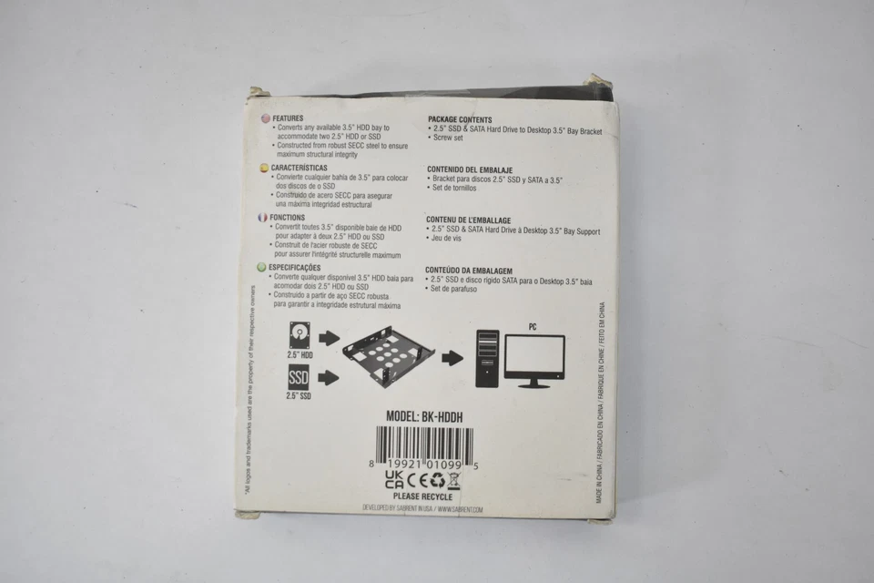 Disco duro Sabrent SSD y SATA de 2,5" para escritorio soporte de bahía de 3,5" BK-HDDH Foto 4 de 4