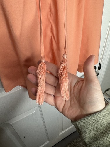 LANDS END Woman’s Flowy Plus Size Coral Blouse With Tassels Size 20W - Picture 4 of 9