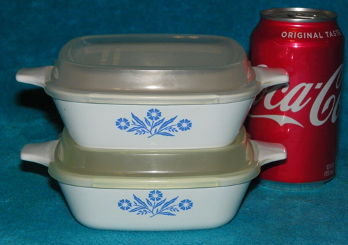 Set - 2 Corning Ware 5" SCHÜSSELN + DECKEL 12 Unzen Cornflower blau P-41-B USA