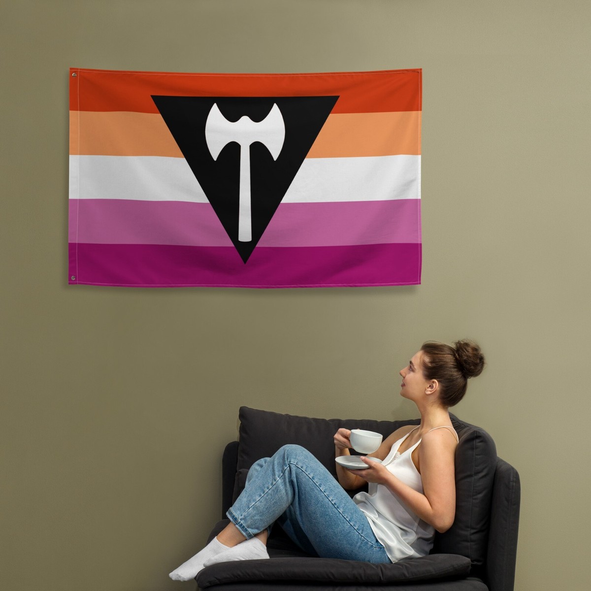 Aufnäher Labrys Lesbian Flagge – 9x6 Cm, Zum Aufbügeln Oder Aufnähen