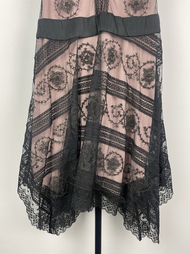 Vtg BCBGMAXAZRIA Black Lace Overlay Pink Romantic Fairy Sleeveless Dress Sz 4 - Picture 4 of 17