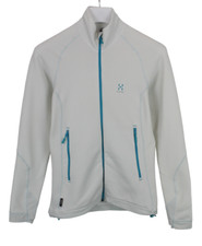 HAGLOFS Bungy II Polartec Sweatshirt Women's SMALL Full Zip Thumb Holes White