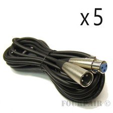 5 Pack Lot - 6ft 3-Pin XLR Extension Audio Microphone Mic Cable Cord Male Female