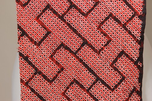 vintage Japanese silk shibori fabric artisan hand tie dye red brown dot 6 - Picture 17 of 24