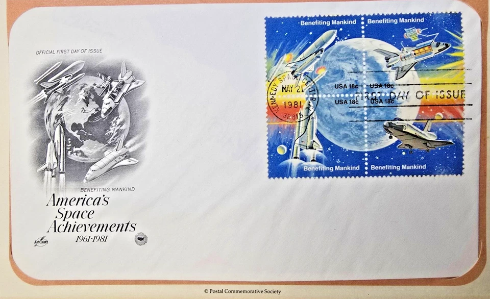 First Day Cover American's Space Achievements Benefiting Mankind 1981 Rare - Image 2 of 3