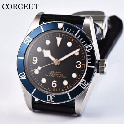 CORGEUT 41MM ST NH35 Automatic Men Wristwatch Black Dial Luminous Sapphire Glass