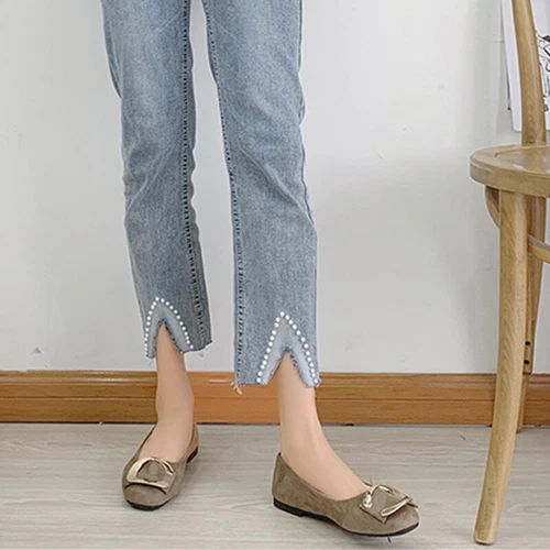 Women Flats Slip On Flat Shoes Formal Ladies Square Toe Classic Pumps Buckle - Bild 66 von 113