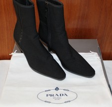 PRADA Calzature Donna Italy Black Side Zip up Heel Size 37 Ankle BOOTS  3T4979 for sale online | eBay