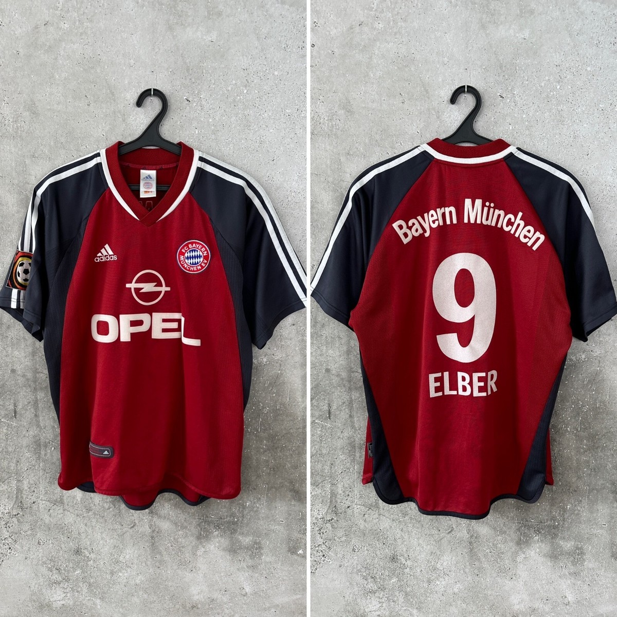 BAYERN MUNICH 2001 2002 HOME FOOTBALL SHIRT #9 ELBER ADIDAS JERSEY