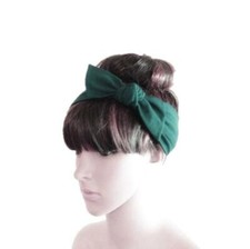 Dark Green Bow Headband. Bow Hairband. Handmade Head Wrap. Fashion Hair Wrap.