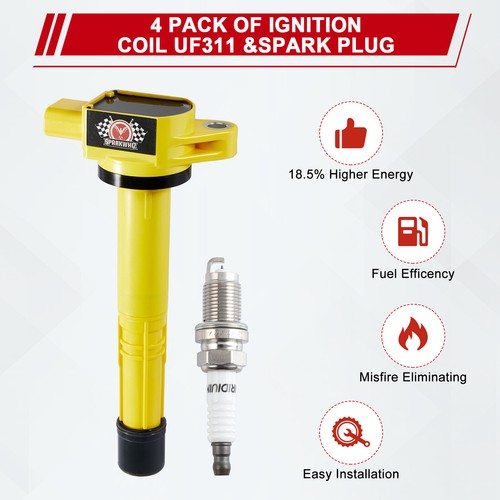 4x For Honda CR-V Civic Element Acura Ignition Coil Bobina UF311 & Spark Plugs - Picture 14 of 24