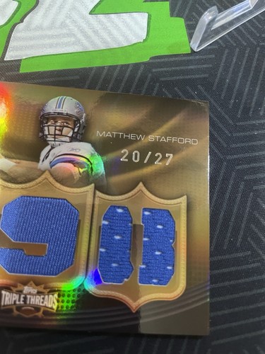 2010 Triple Threads -Triple Jerseys Gold #TTR-146 Matthew Stafford 20/27 Relic - Picture 3 of 3
