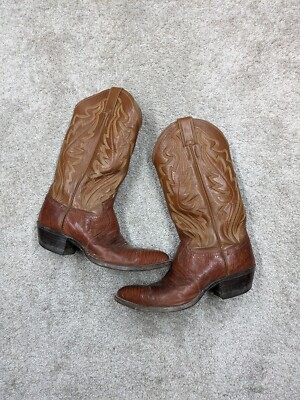 Vintage Justin Men 7 EEE Snake Skin Cowboy Boot Brown Leather Snakeskin Goodyear
