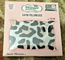 The Vintage Cosmetic Co. White Leopard Print Satin Pillowcase-Standard Size