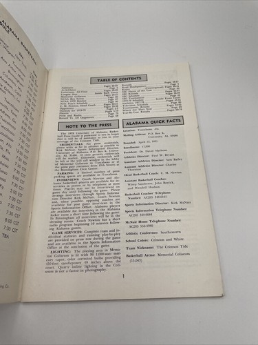 Alabama Basketball Media Guide 1978-79, raro Reggie King todo americano - Imagen 3 de 3