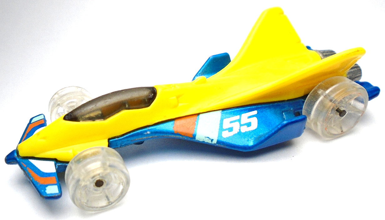 2016 HOT WHEELS CLOUD CUTTER #55 BLUE & YELLOW 1:64 DIECAST 3" JET AIRPLANE CAR