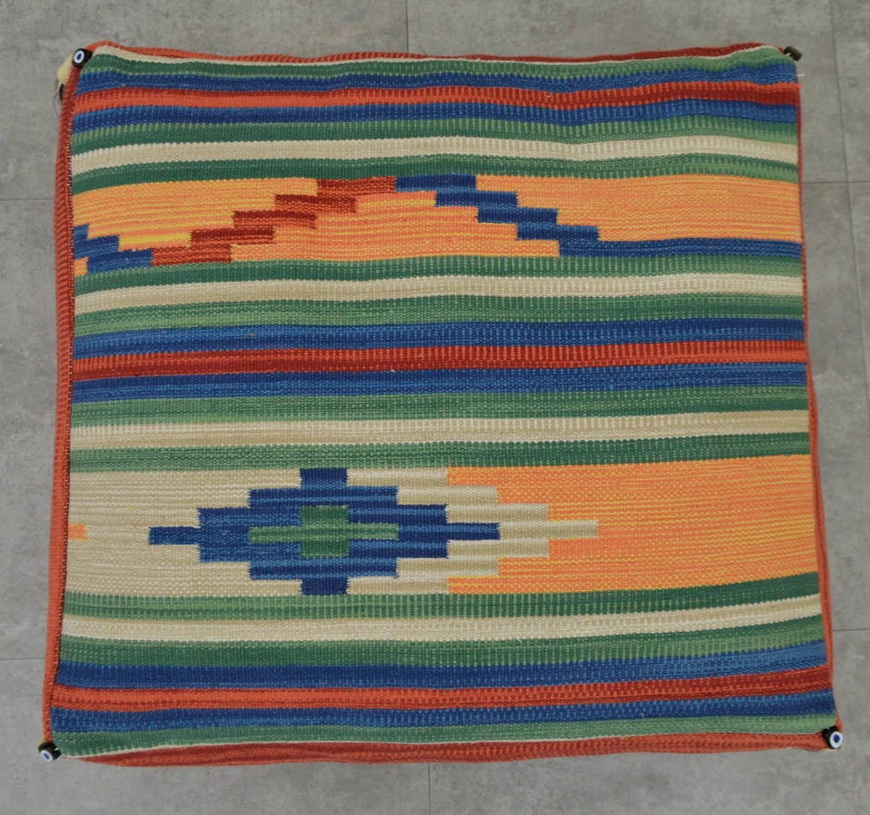 Hand Woven Floor Cushion 26″ X 28″ Turkish Hand Made POUF Sitting Pillow OTTOMAN - Image 4 of 4