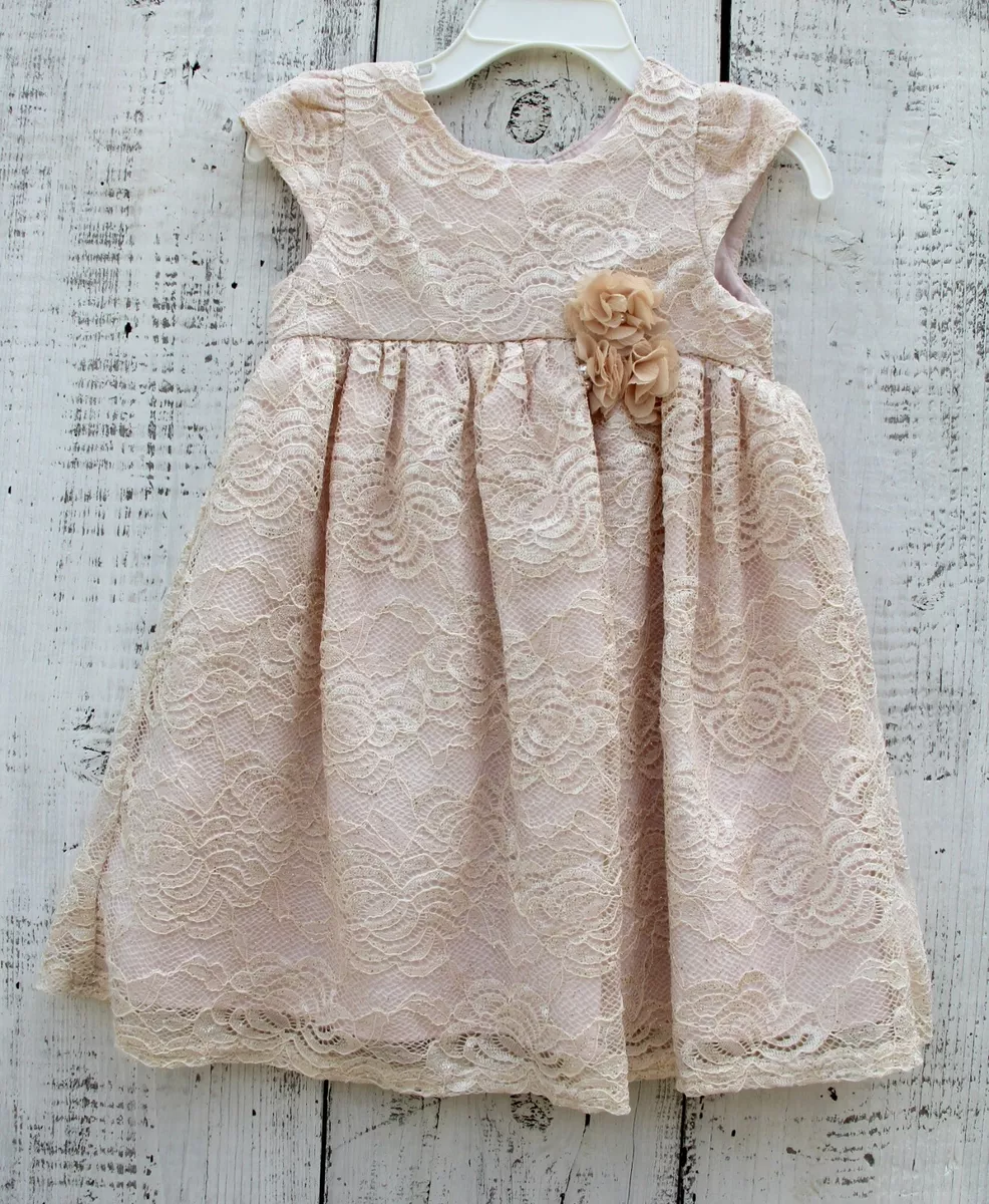 Mia Mimi Girls Size 2 Glittery Gold Pink Dress with Lace eBay