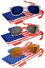 3 pairs of US American Flag Retro Sunglasses Patriotic 4th of July Mirror Lens