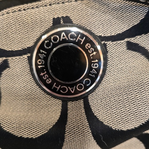 Coach Bag Lurex Signature C X Large Black Gray F19202 Canvas Diaper Tote Travel - Picture 6 of 14