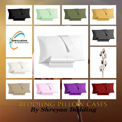 US Queen/King Size Egyptian Cotton 1000 TC/1200 TC Soft Pillow Case Set