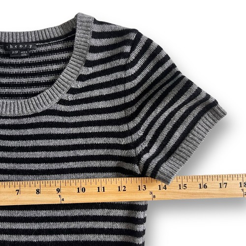 Theory 100% Cashmere Knit Dress Dorthea DD Cozy Size P/TP Gray Black Stripes - Picture 4 of 10