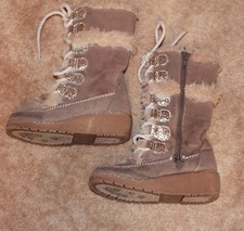 CHILDREN'S PLACE Girls' Size 11 FASHION BOOTS w/ glitter faux fur worn once